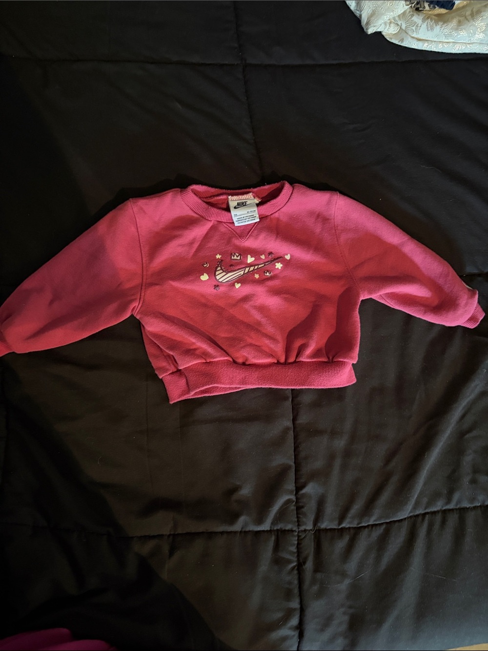 Nike Kids Pink Crewneck Sweatshirt with Swoosh Stars